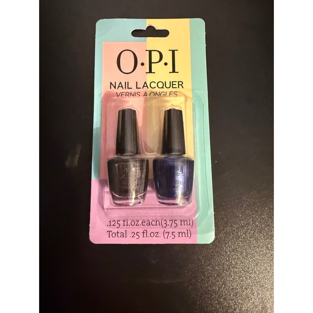 OPI Nail Lacquer Mini Duo Set Black and Blue Metallic Polish .125 fl oz Each